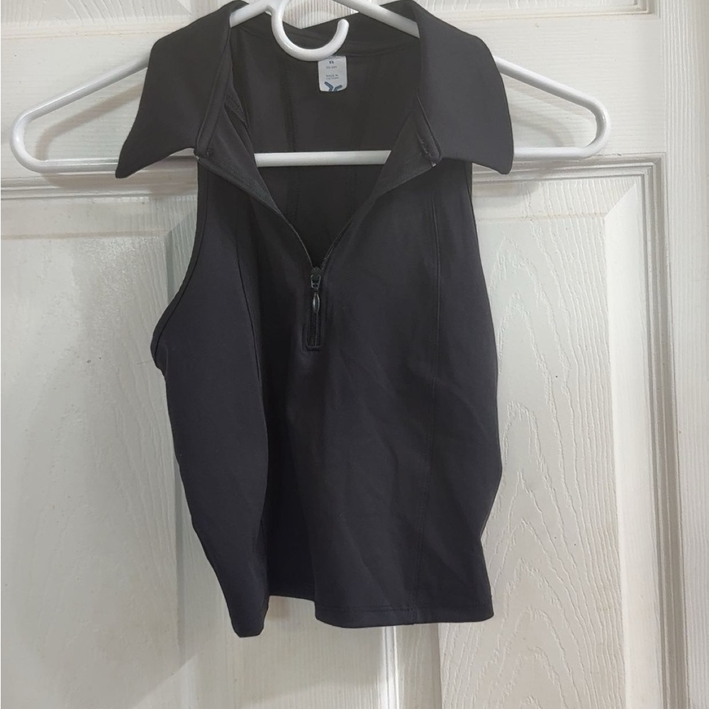 Old Navy Black Crop Tank Top Polo Collar